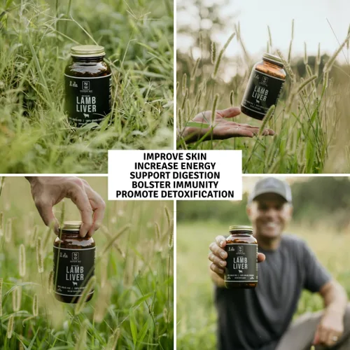 Vista 4 de Hígado de cordero criado regenerativamente en Nueva Zelanda (180 cápsulas), 100% alimentado con pasto y 100% acabado con hierba, suministro de 30