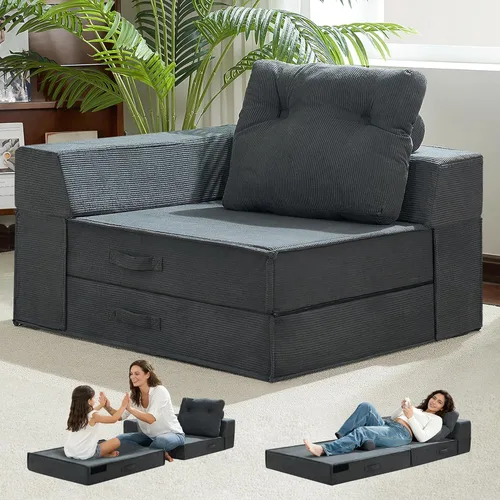 Vista 17 de Sofá Cama Individual Plegable Silla Sofá Cama con Almohada, Twin, Beige Fold out chair bed, Futon sofa bed, Extra bag included, All foam made