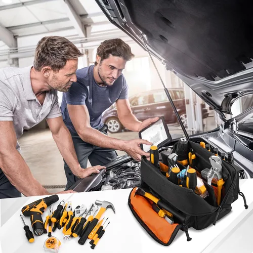 Vista 7 de MOZETO Bolsa de herramientas de 12 pulgadas, resistente al agua, pequeña bolsa de herramientas táctica, bolsas de herramientas con asa duradera