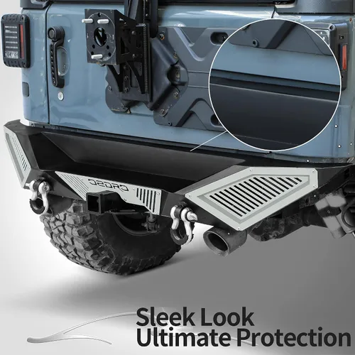Vista 14 de OEDRO Combo de parachoques trasero compatible con Jeep Wrangler JK y Unlimited JKU 2007-2018 (2/4 puertas), todoterreno de ancho completo