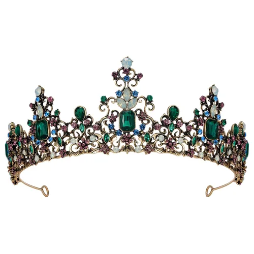 SWEETV Corona de reina para mujer, tiaras y coronas barrocas de boda, tiara de princesa, accesorios para el cabello, fiesta de cumpleaños, color
