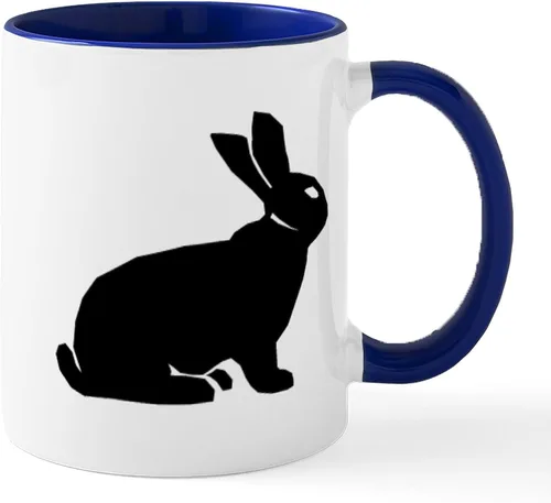 Vista 124 de CafePress Ascii - Taza de café de cerámica, taza de té, 11 onzas Blanco - Taza de conejo Ascii