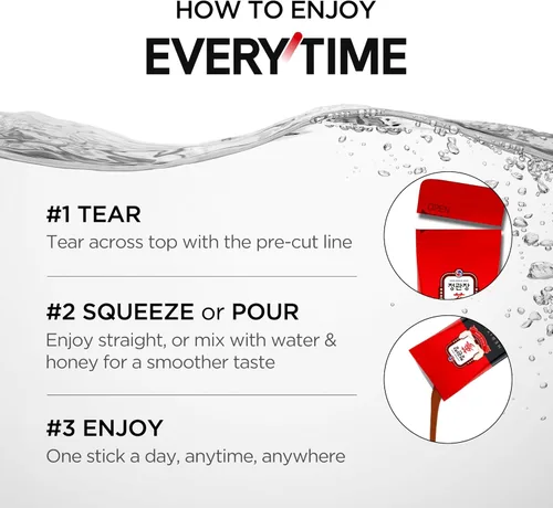 Vista 6 de JUNG KWAN JANG Extracto de ginseng rojo coreano Everytime 3000mg Suplemento energético sin azúcar, té de ginseng, suplemento de ginseng, comida