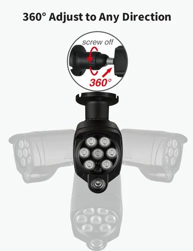 Vista 4 de LONNKY Iluminador LED IR gran angular 8-LEDs 90 grados 100ft IR luz de inundación infrarroja para cámaras de seguridad CCTV, cámara IP, cámara bala