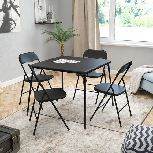 Vista 2 de Flash Furniture - Juego de mesa y sillas plegables negras de 5 piezas para jugar cartas