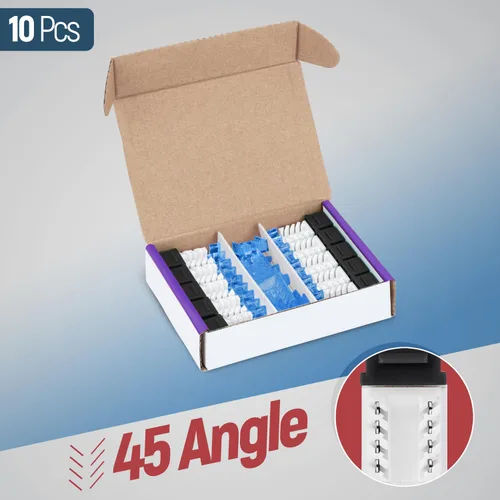 Vista 2 de Everest - Paquete de 10 conectores Keystone RJ45 Cat5e en ángulo de 45°, color negro, conectores RJ45 hembra de perfil delgado, conector Keystone