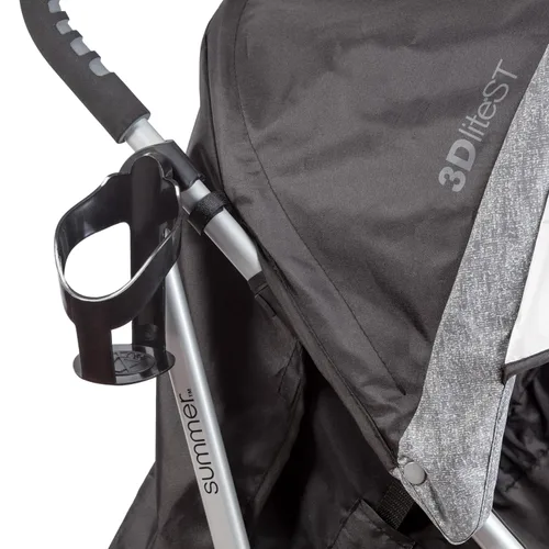 Vista 11 de Summer Infant 3Dlite ST Convenience Cochecito, negro y gris, cochecito ligero con marco de acero, área de asiento grande, reclinable multiposición