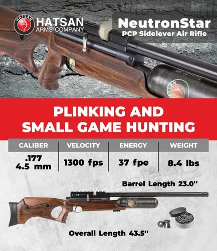 Vista 2 de Hatsan NeutronStar - Nuevo rifle de aire con paquete de pellets y 100 objetivos de papel