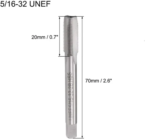 Vista 2 de uxcell Macho de la máquina, 5/16-32 UNEF 2B de acero de alta velocidad roscado roscado herramienta de roscar del golpecito de fresado