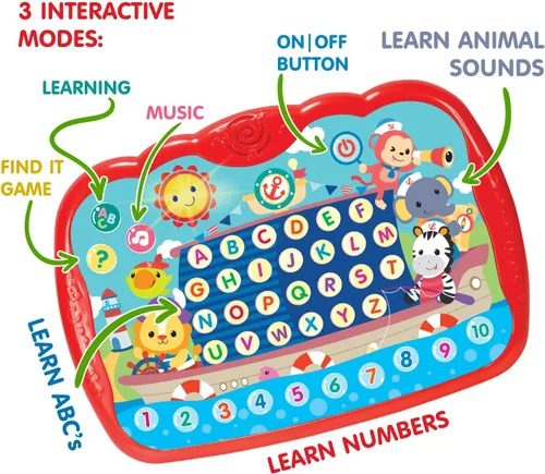 Vista 2 de Learning Tablet for Toddlers 1-3 - Educational ABC Toy to Learn Alphabet, Number, Music & Words - Early Development Electronic Learning & Activity