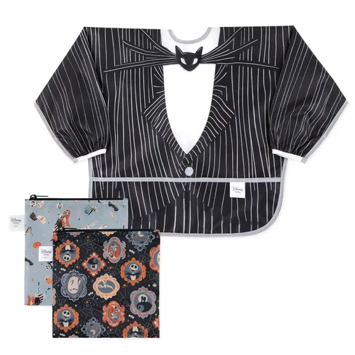 Vista 13 de Bumkins Disney - Babero de manga larga para bebé, de tela impermeable de manga larga, con bolsillo para atrapar migas, delantal ajustable