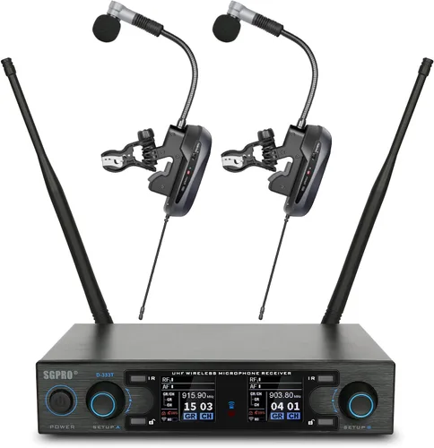 Vista 10 de SGPRO Micrófono inalámbrico para saxofón, micrófono profesional con clip de cuello de cisne con ecualizador y eco preestablecidos, transmisión