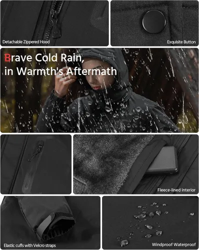 Vista 6 de Wulcea Chaqueta térmica de grafeno para mujer forrada de piel con batería de gran capacidad