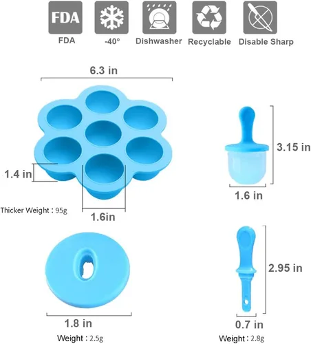 Vista 6 de Moldes de Silicona para Paletas, Moldes para Paletas de Hielo, Contenedor de Almacenamiento para Comida Casera, Moldes Pop DIY de Helados para Niños