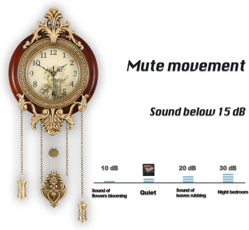 Vista 7 de Aero Snail Reloj de pared de 9 pulgadas estilo retro vintage de madera para interiores con péndulo oscilante