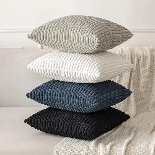 Vista 6 de MIULEE - Paquete de 2 fundas de cojín decorativas de corduroy, modernas y boho, suaves, con rayas, decoración del hogar estilo granja moderna