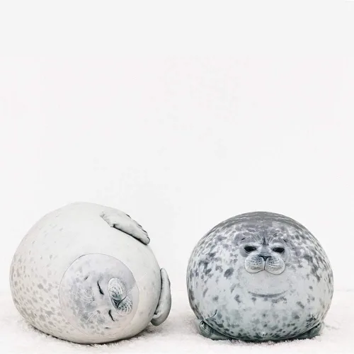 Vista 2 de MerryXD Chubby Blob Seal Pillow - Almohada de peluche de algodón rellena con diseño de animales del océano, mediana (17.6 pulgadas)