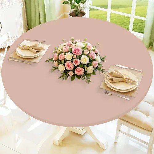 Vista 21 de Moosfor Round Spandex Tablecloth, Elastic Fitted Waterproof Tablecloths for 18"-24" Tables, Stretch Washable Picnic Table Cover for Camping, Dining