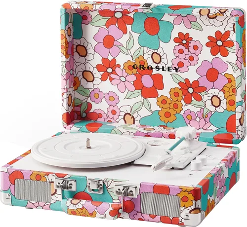 Vista 15 de Crosley CR8005F-GF Cruiser Plus - Tocadiscos de vinilo vintage de 3 velocidades con Bluetooth y maleta con altavoces integrados, diseño floral