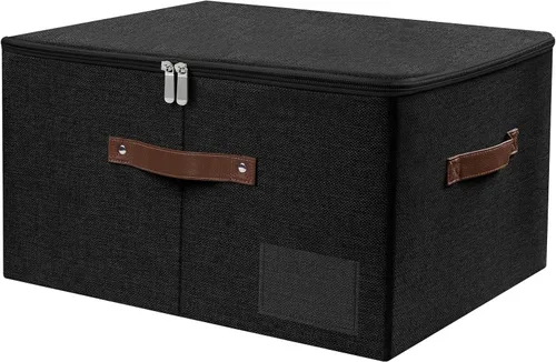 Lucky Monet 1 unidad de contenedores de almacenamiento con tapas con cremallera 45 cm x 35 cm x 25 cm Cajas de almacenamiento plegables de tela con