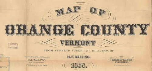 Vista 2 de Orange County Vermont 1858 - Wall Map with Homeowner Names - Genealogy - Old Map Reprint