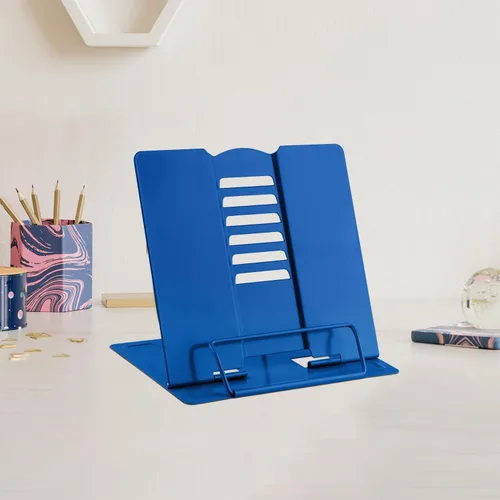 Vista 13 de MSDADA Soporte de escritorio pequeño para libros, soporte de metal para libros de lectura, soporte ajustable para libros de cocina, soporte