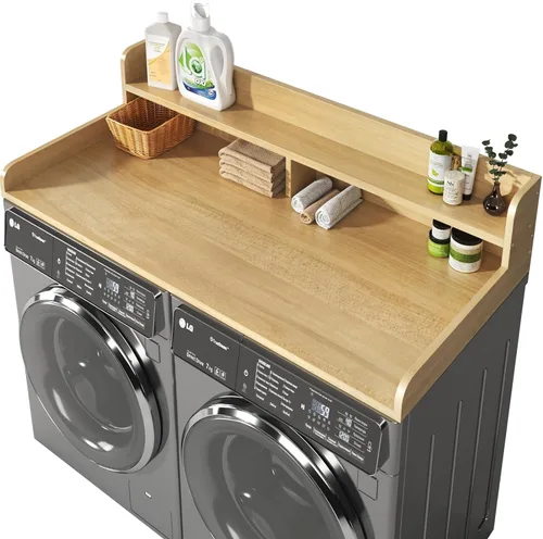Vista 12 de Encimera para lavadora y secadora de 2 niveles con protector de 2.75 pulgadas de alto, 58 pulgadas de ancho x 28 pulgadas de profundidad