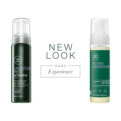 Vista 2 de Tea Tree Espuma refrescante de rizos de menta lavanda, mousse para el cabello, para cabello grueso, rizado + seco, 6.8 onzas líquidas
