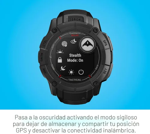 Vista 6 de Garmin Instinct 2X Solar - Edición táctica, reloj inteligente GPS resistente, linterna incorporada, calculadora balística, capacidad de carga solar