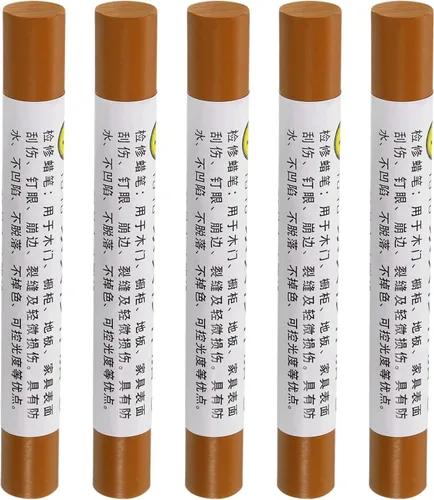 Vista 112 de uxcell Lápices de reparación de muebles, 5 unidades, barra de relleno de cera de madera, marcadores de muebles para retoques - para agujeros
