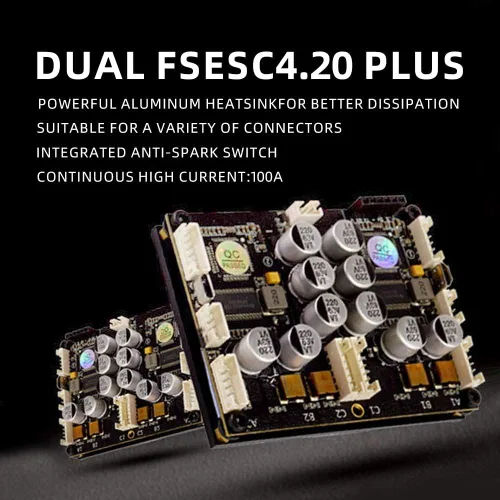 Vista 4 de FLIPSKY Dual FSESC 4.20 Plus (basado en ESC) con interruptor anti-parking Disipador de calor de aluminio anodizado integrado monopatín controlador