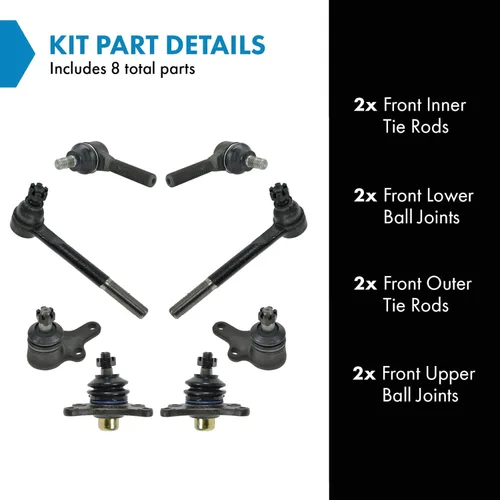Vista 2 de TRQ Kit de dirección delantera y suspensión con barra de acoplamiento de rótula compatible con Toyota Pickup 1989-1995
