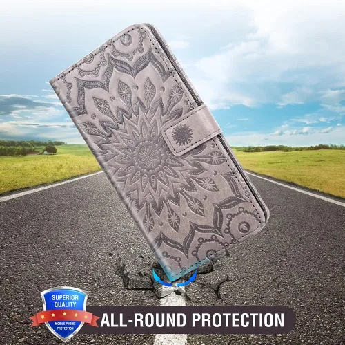 Vista 7 de Asuwish Funda de teléfono para Motorola Moto G 5G 2023 con protector de pantalla de vidrio templado y funda de cuero de girasol, soporte para Gris