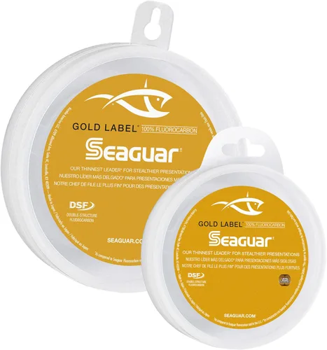 Seaguar Gold Label Línea líder de pesca en agua dulce y salada para agua clara, 100% fluorocarbono, transparente, varios tamaños