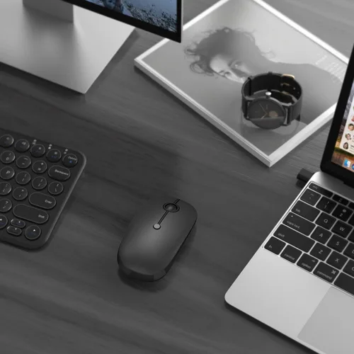 Vista 8 de Ratón inalámbrico tipo C, VssoPlor USB C recargable portátil silencioso para laptop con receptor USB y tipo C modo dual para PC, portátil, MacBook