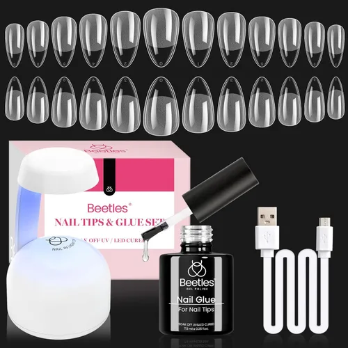 Vista 26 de Beetles Pegamento en gel 9 en 1 para puntas de uñas acrílicas transparentes, 2 unidades de 0.5 oz lq de larga duración para puntas de uñas postizas