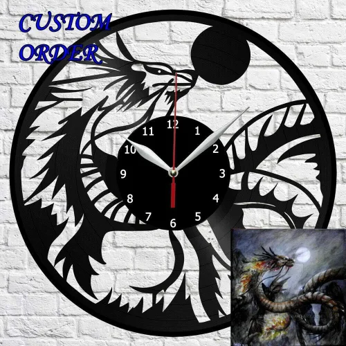 Dhaka Vinyl Wall Clock LP Record Home Decor Handmade Art Personality Gift 1(Size: 12 inch, Color: Black)