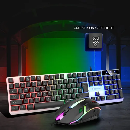 Vista 3 de Teclado y ratón para juegos con cable Luminoso Teclado mecánico Sensación