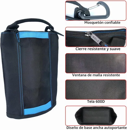Vista 2 de MELOTOUGH Bolsa de sujetadores pequeña con cremallera, bolsa de herramientas de lona con cremallera, bolsa de utilidad con ventana de malla 4