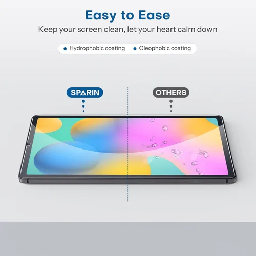 Vista 9 de SPARIN Protector de pantalla para Samsung Galaxy Tab S6 Lite de 10.4 pulgadas (2024/2022/2020), paquete de 3 unidades de vidrio templado de dureza