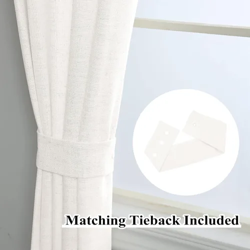 Vista 5 de Fcosie Cortinas opacas para dormitorio, cortinas de lino, 2 paneles de cortina con aislamiento térmico con ojales, cortinas de ventana con reducción