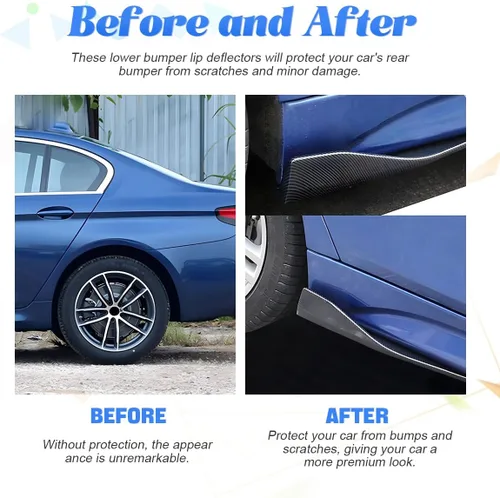 Vista 3 de BESULEN 2 piezas de difusor divisor para parachoques trasero de automóvil, protector universal antiarañazos para labio de la falda lateral, juego