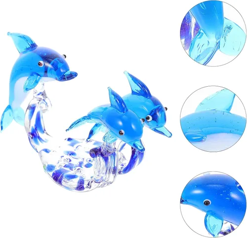 Vista 4 de BESPORTBLE Unique Glass Dolphin Figurine Cute Desktop Decor Compact Home Ornament Creative Tabletop Adorn for Office Bedroom Aesthetic Sculpture