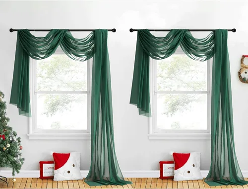 Vista 37 de NICETOWN Cenefa decorativa larga para ventana, cenefa de bufanda de boda, cortina de gasa para sala de estar, dormitorio, ceremonia
