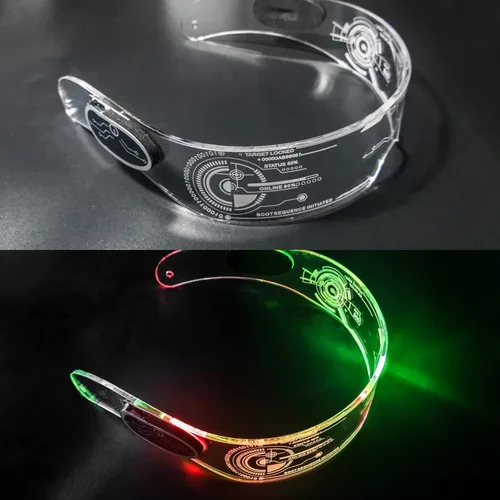 Vista 6 de Fency Cyberpunk - Gafas LED recargables por USB con control bilateral, 7 colores cambiantes intermitentes