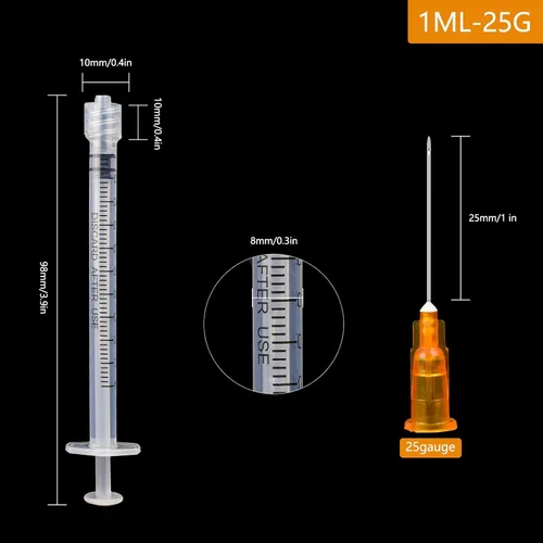 Vista 2 de Jeringa de 1 cc/ml con aguja de 0.88 oz de 1 pulgada, para laboratorios científicos, industrial, medición de líquidos, dispensación, paquete de 20
