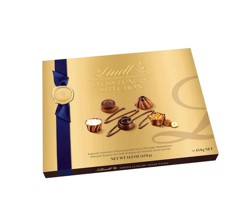 Vista 2 de Lindt Swiss Luxury Selection surtido de chocolates, caja de regalo de chocolate, ideal para regalo, caja de regalo de 14.6 onzas