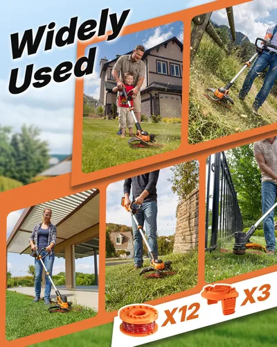 Vista 7 de Eventronic Paquete de 15 WA0010 Bobinas de Línea de Recortadora de Repuesto Compatible con Worx, Repuestos de Línea de Recortadora de 0.065 pulgadas