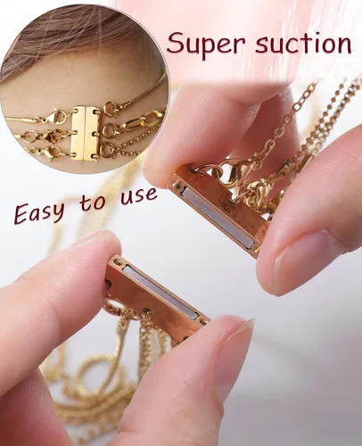 Vista 4 de Clysoru Collar con cierres y cierres para mujer, oro y plata, múltiples para separador en capas, cuentas extensoras de cadena, collares y pulseras