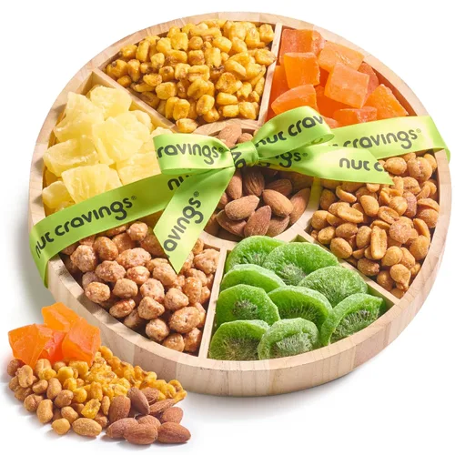 Vista 20 de Cesta de regalo de frutas secas y frutos secos mixtos, torre negra + cinta (12 surtidos), plato de arreglo para el día de San Valentín, ramo